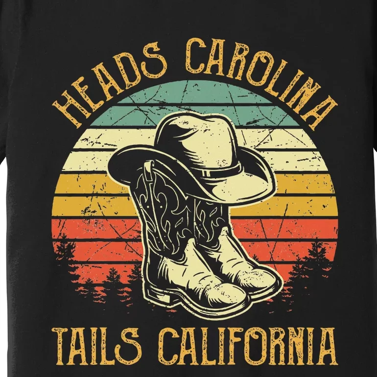 Heads Carolina Tail California Western Cowgirl Country Music Premium T-Shirt