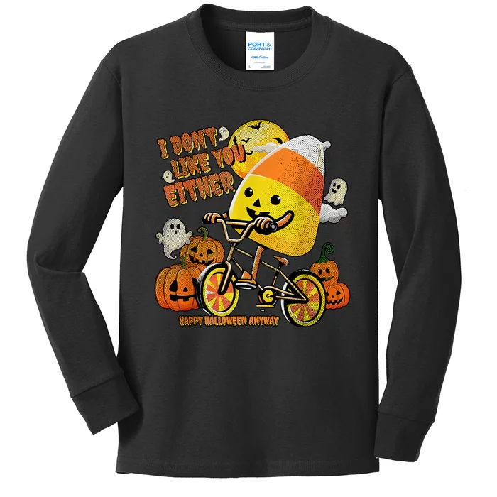 Halloween Costume Team Candy Corn I DonT Like You Either Kids Long Sleeve Shirt