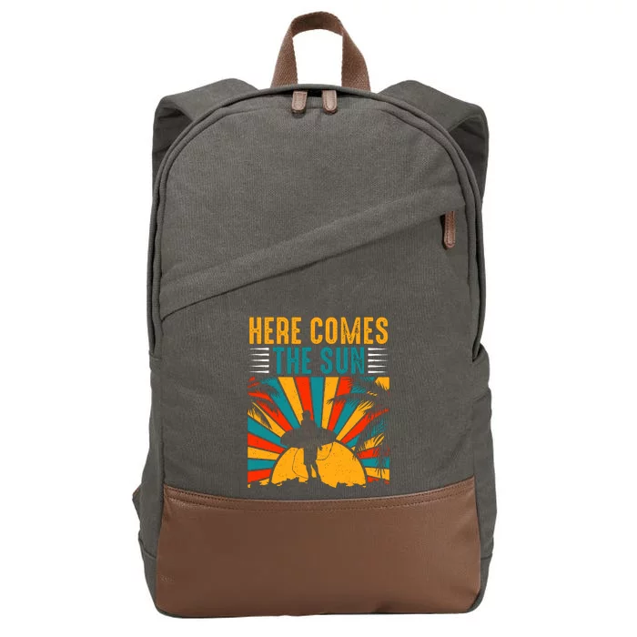 Here Comes The Sun | Surfing Summer Surf Surfer Gift Cotton Canvas Backpack