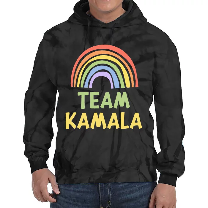 Happy Colorful Team Kamala Rainbow Pride Green Yellow Tie Dye Hoodie