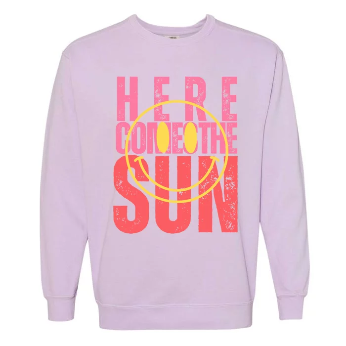 Here Comes The Sun Summer Vacation Beach Family Matching Gift Garment-Dyed Sweatshirt