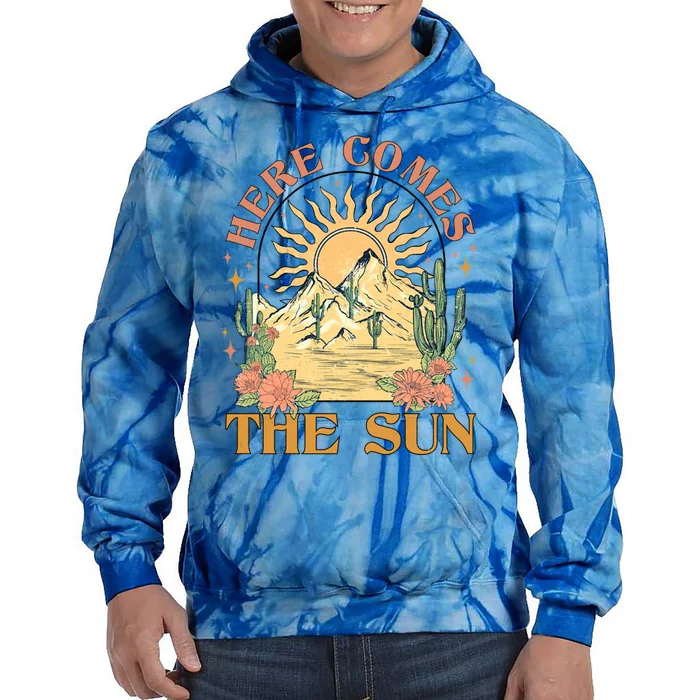 Here Comes The Sun Summer Vibes Summertime Vacation Funny Gift Tie Dye Hoodie