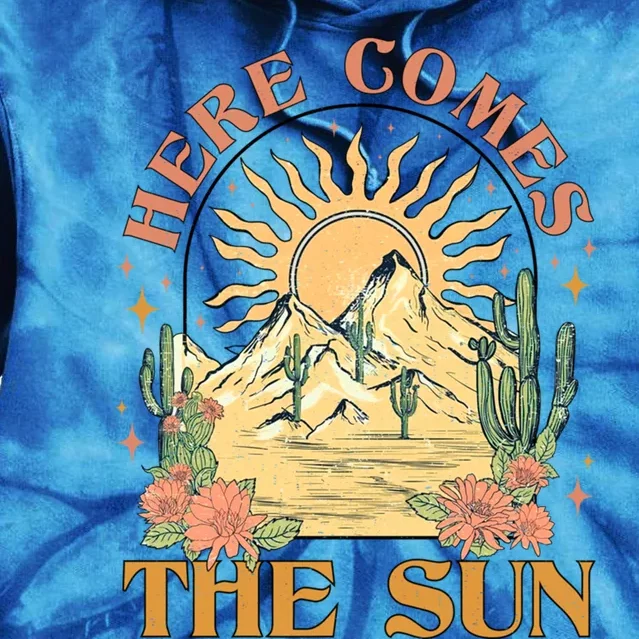 Here Comes The Sun Summer Vibes Summertime Vacation Funny Gift Tie Dye Hoodie