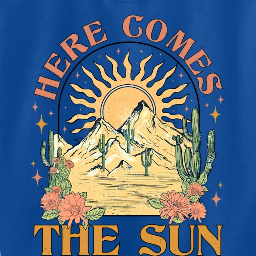 Here Comes The Sun Summer Vibes Summertime Vacation Funny Gift Kids Sweatshirt