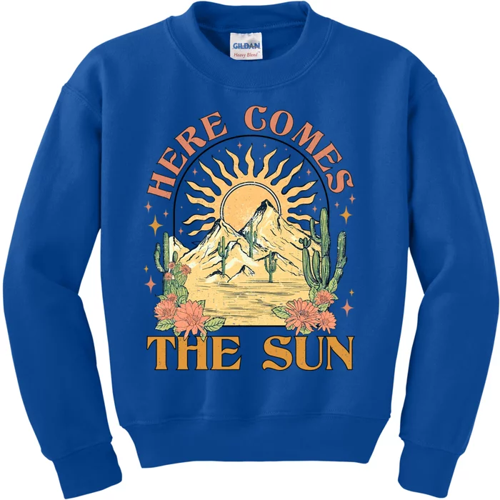 Here Comes The Sun Summer Vibes Summertime Vacation Funny Gift Kids Sweatshirt