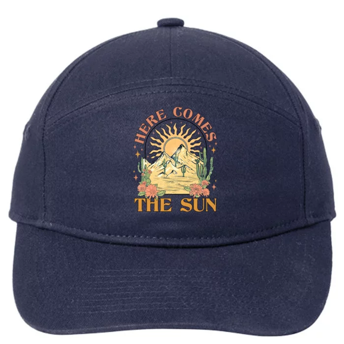 Here Comes The Sun Summer Vibes Summertime Vacation Funny Gift 7-Panel Snapback Hat