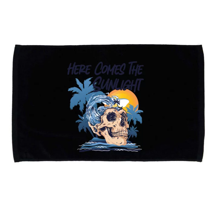 Here Comes The Sunlight Funny Summer Vibes Beach Vacation Gift Microfiber Hand Towel