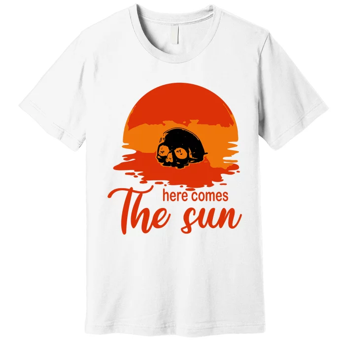 Here Comes The Sun Spooky Skull Vintage Halloween Premium T-Shirt