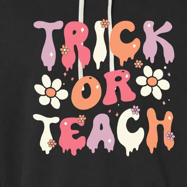 Halloween Costume Trick or Teach Ghost Groovy 70s Party Garment-Dyed Fleece Hoodie