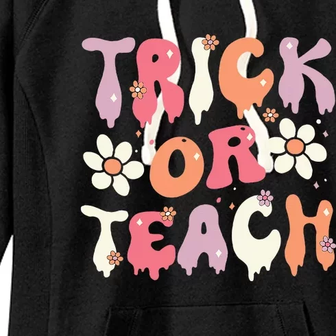 Halloween Costume Trick or Teach Ghost Groovy 70s Party Women's Fleece Hoodie