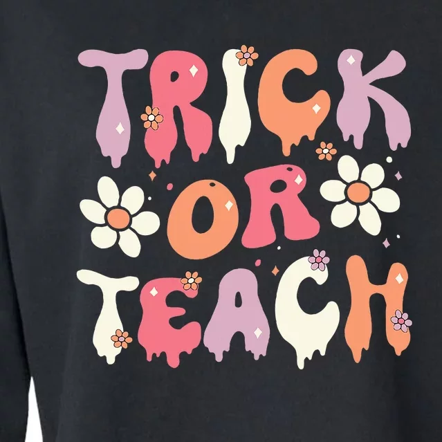 Halloween Costume Trick or Teach Ghost Groovy 70s Party Cropped Pullover Crew