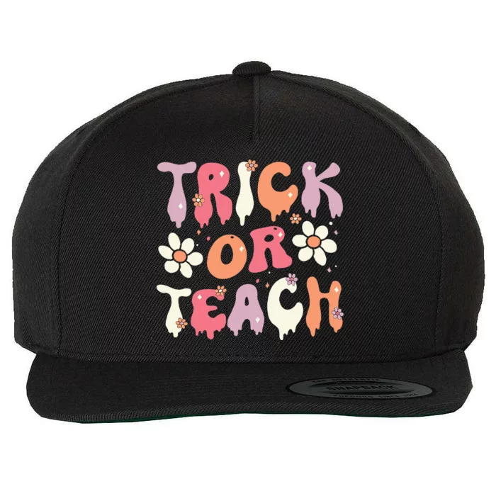 Halloween Costume Trick or Teach Ghost Groovy 70s Party Wool Snapback Cap