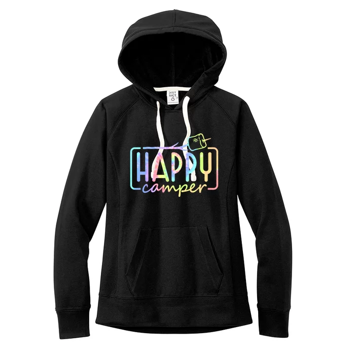 Happy Camper Tie Dye Rainbow Camping Hippie Cool Gift Women's Fleece Hoodie