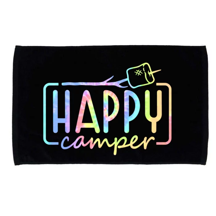 Happy Camper Tie Dye Rainbow Camping Hippie Cool Gift Microfiber Hand Towel