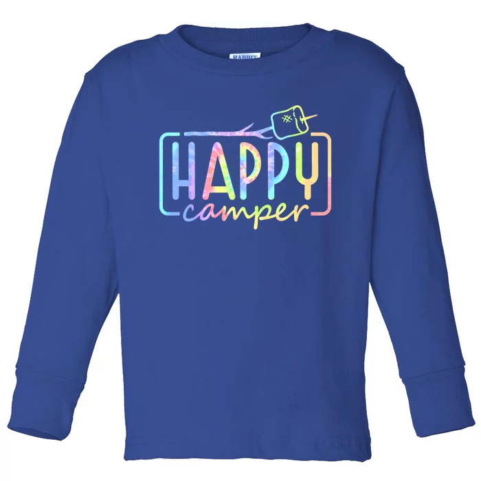 Happy Camper Tie Dye Rainbow Camping Hippie Cool Gift Toddler Long Sleeve Shirt