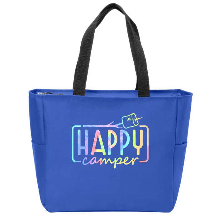 Happy Camper Tie Dye Rainbow Camping Hippie Cool Gift Zip Tote Bag