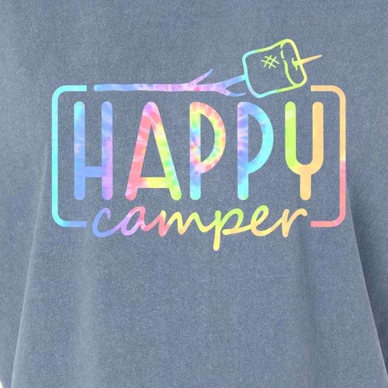 Happy Camper Tie Dye Rainbow Camping Hippie Cool Gift Garment-Dyed Women's Muscle Tee