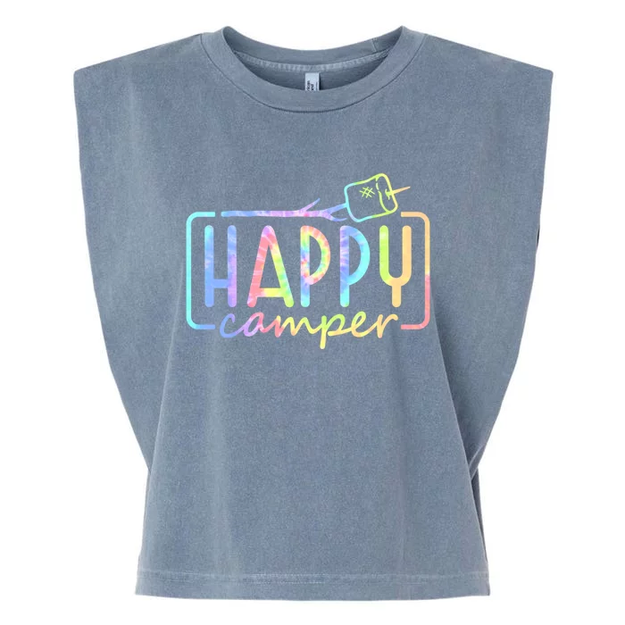 Happy Camper Tie Dye Rainbow Camping Hippie Cool Gift Garment-Dyed Women's Muscle Tee