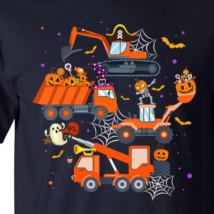 Halloween Crane Truck Construction Pumpkin Boy Tall T-Shirt