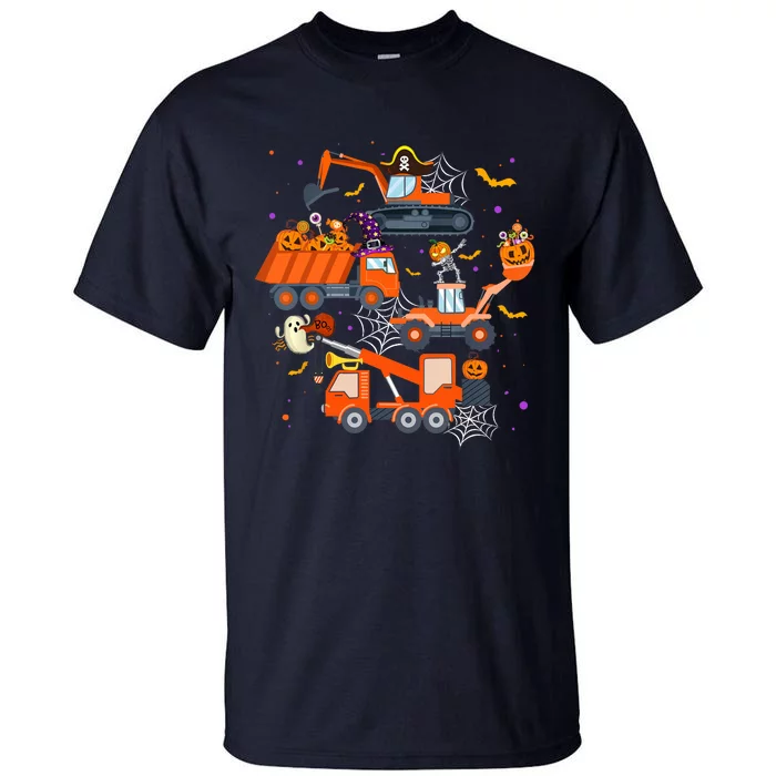 Halloween Crane Truck Construction Pumpkin Boy Tall T-Shirt