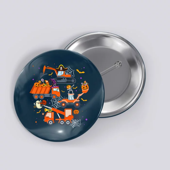 Halloween Crane Truck Construction Pumpkin Boy Button