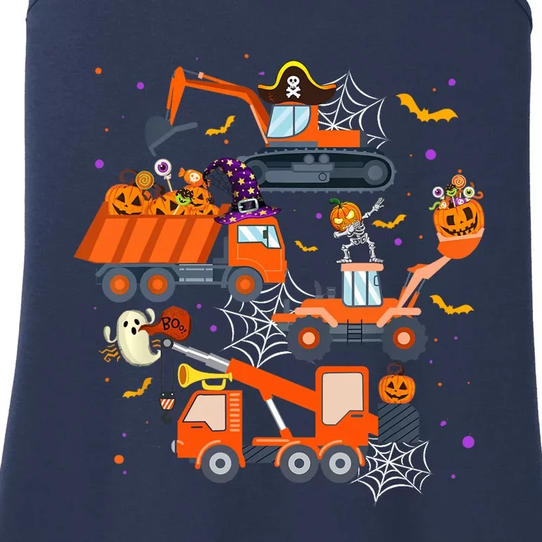 Halloween Crane Truck Construction Pumpkin Boy Ladies Essential Tank