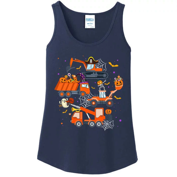 Halloween Crane Truck Construction Pumpkin Boy Ladies Essential Tank