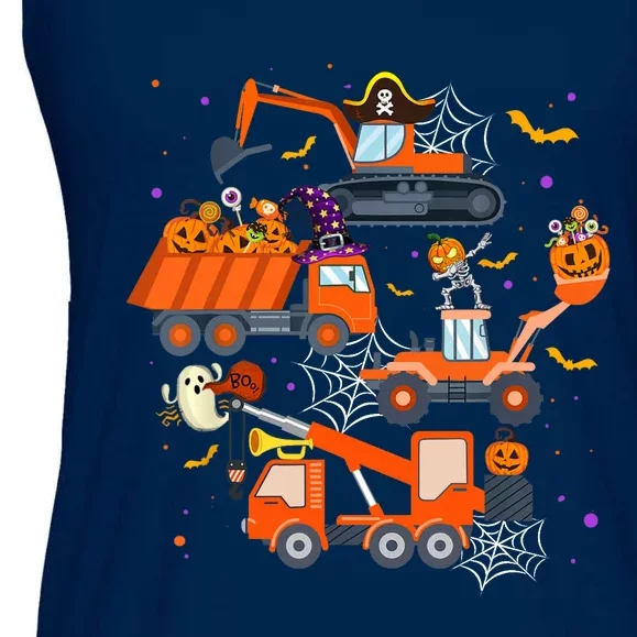 Halloween Crane Truck Construction Pumpkin Boy Ladies Essential Flowy Tank