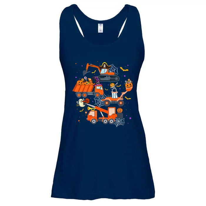 Halloween Crane Truck Construction Pumpkin Boy Ladies Essential Flowy Tank