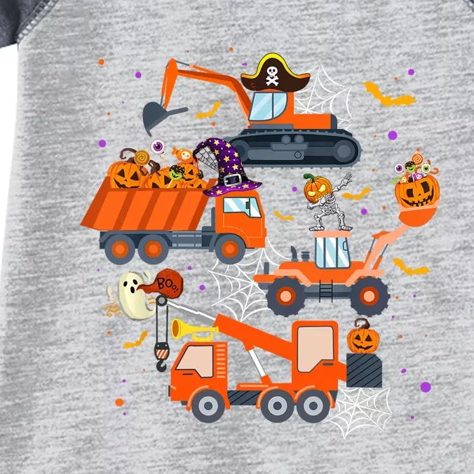 Halloween Crane Truck Construction Pumpkin Boy Infant Baby Jersey Bodysuit