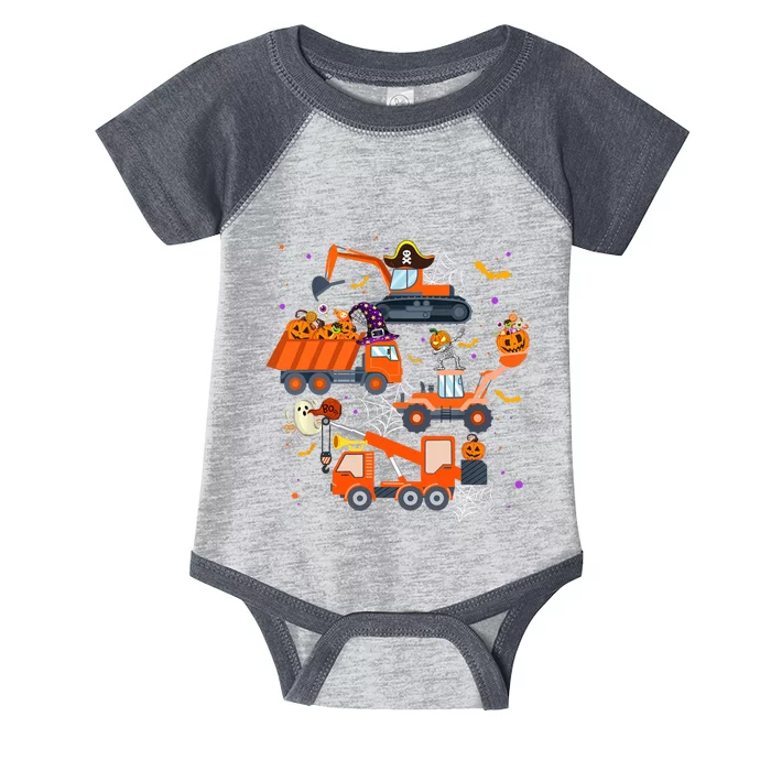 Halloween Crane Truck Construction Pumpkin Boy Infant Baby Jersey Bodysuit