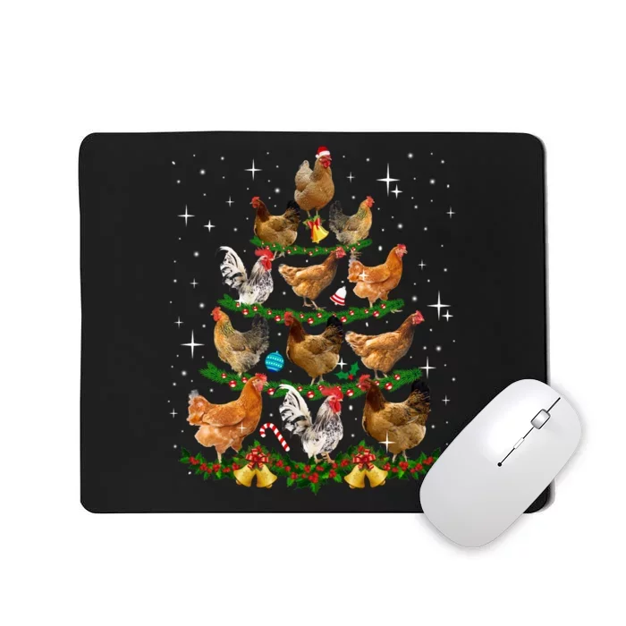 Hen Christmas Tree Chicken With Santa Hat Funny Xmas Birds Mousepad