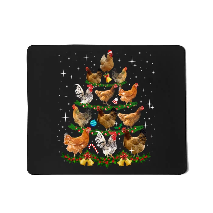 Hen Christmas Tree Chicken With Santa Hat Funny Xmas Birds Mousepad