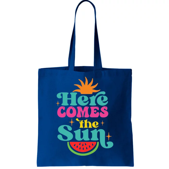 Here Comes The Sun Beach Retro Tropical Summer Cute Gift Tote Bag