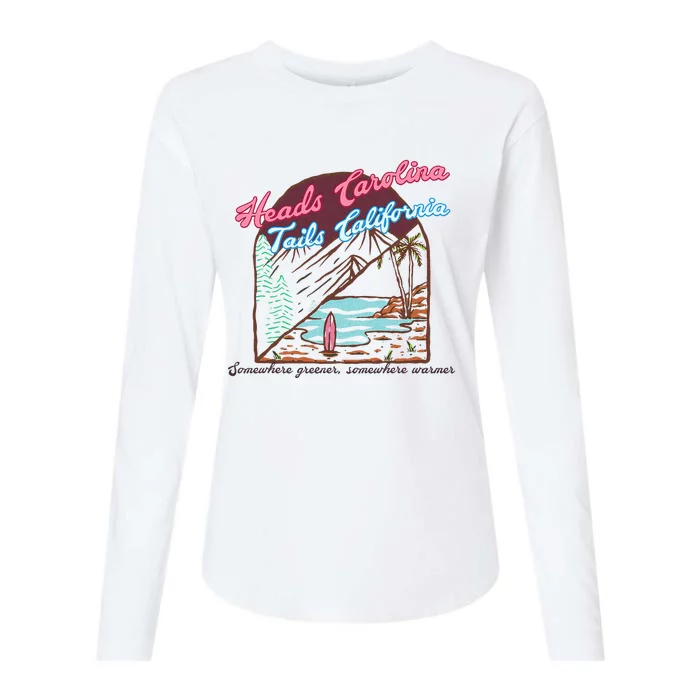 Heads Carolina Tails California Country Cowgirl Cowboy Womens Cotton Relaxed Long Sleeve T-Shirt