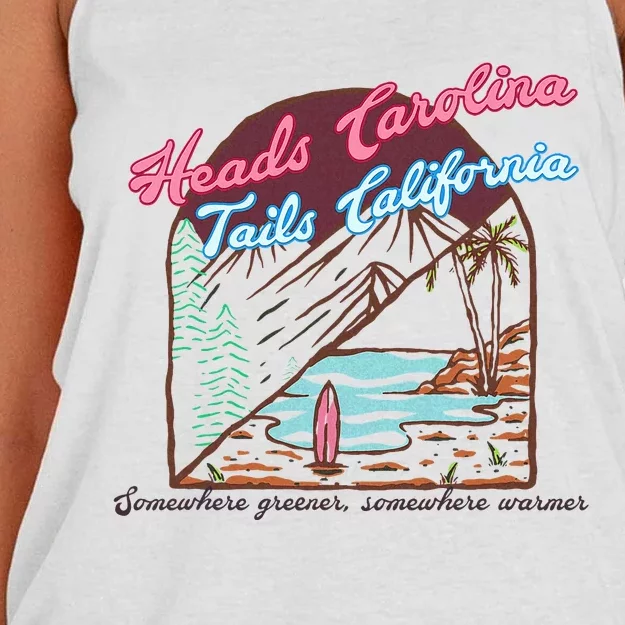 Heads Carolina Tails California Country Cowgirl Cowboy Women's Knotted Racerback Tank