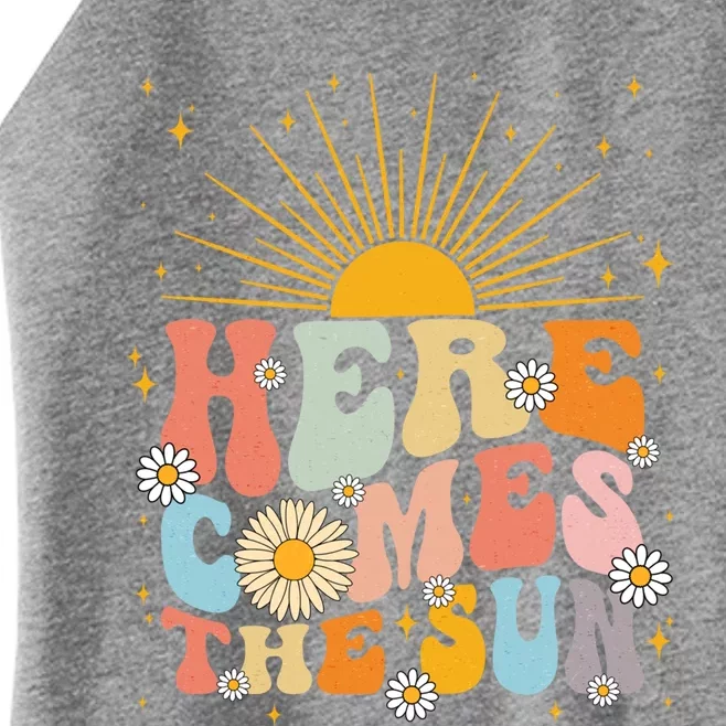 Here Comes The Sun Summer Family Vacation Hawaii Beach Retro Gift Women’s Perfect Tri Rocker Tank