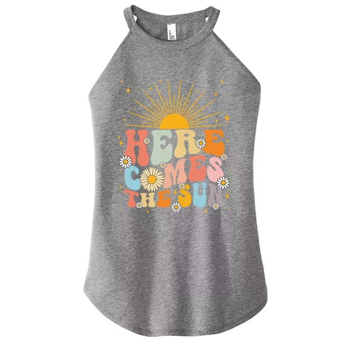 Here Comes The Sun Summer Family Vacation Hawaii Beach Retro Gift Women’s Perfect Tri Rocker Tank