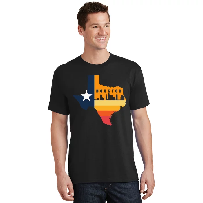 Houston City Texas Map Patriotic Texan T-Shirt