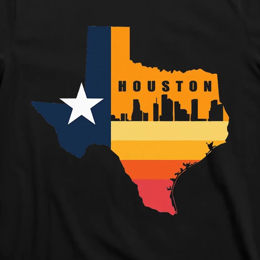 Houston City Texas Map Patriotic Texan T-Shirt