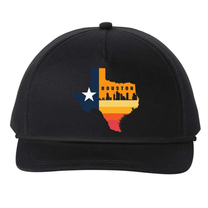 Houston City Texas Map Patriotic Texan Snapback Five-Panel Rope Hat