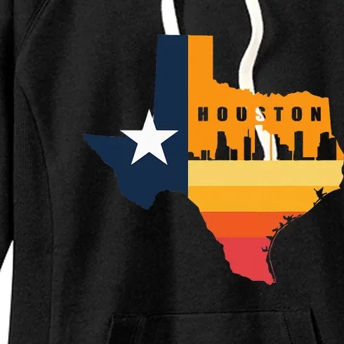 Houston City Texas Map Patriotic Texan Women's Fleece Hoodie