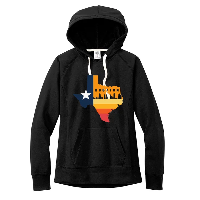 Houston City Texas Map Patriotic Texan Women's Fleece Hoodie