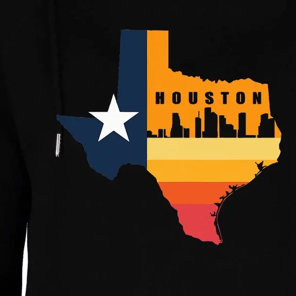 Houston City Texas Map Patriotic Texan Womens Funnel Neck Pullover Hood