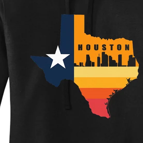 Houston City Texas Map Patriotic Texan Women's Pullover Hoodie