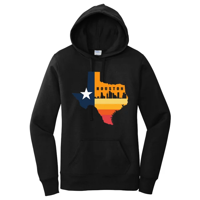 Houston City Texas Map Patriotic Texan Women's Pullover Hoodie