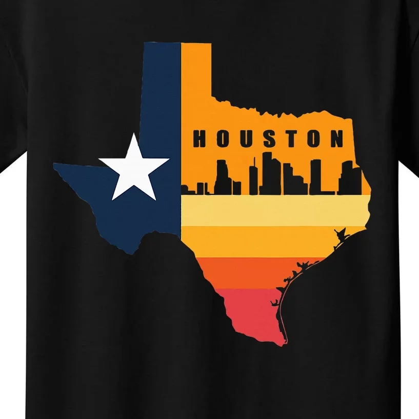 Houston City Texas Map Patriotic Texan Kids T-Shirt