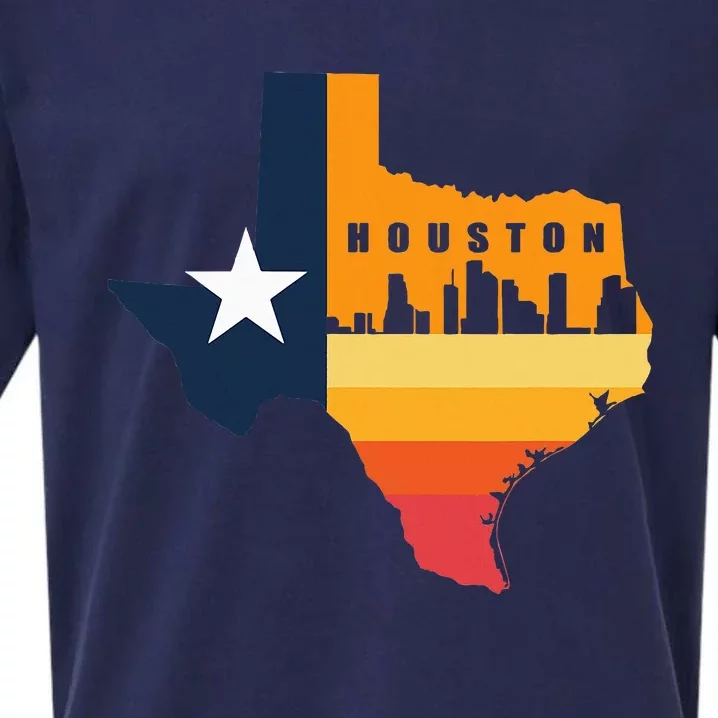 Houston City Texas Map Patriotic Texan Sueded Cloud Jersey T-Shirt