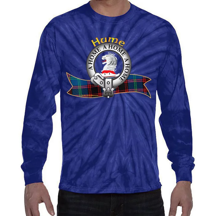 Hume Clan Tartan Crest Motto Tie-Dye Long Sleeve Shirt