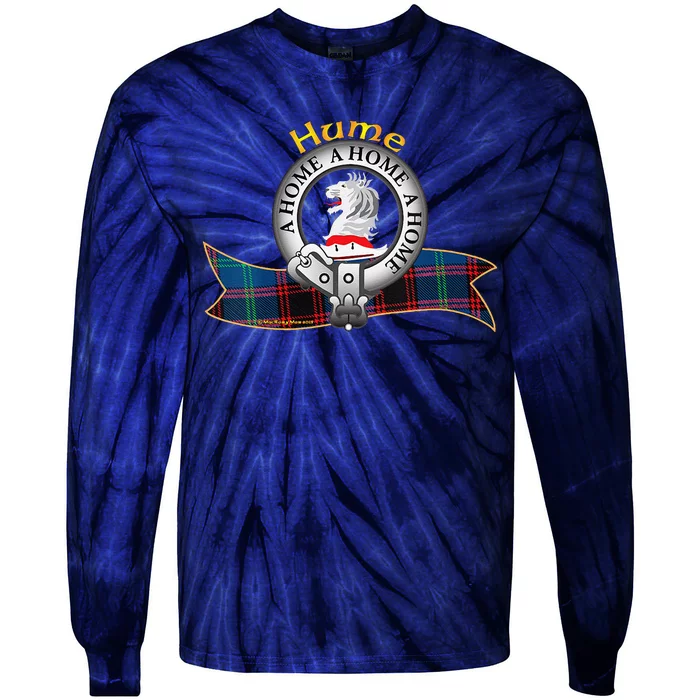 Hume Clan Tartan Crest Motto Tie-Dye Long Sleeve Shirt